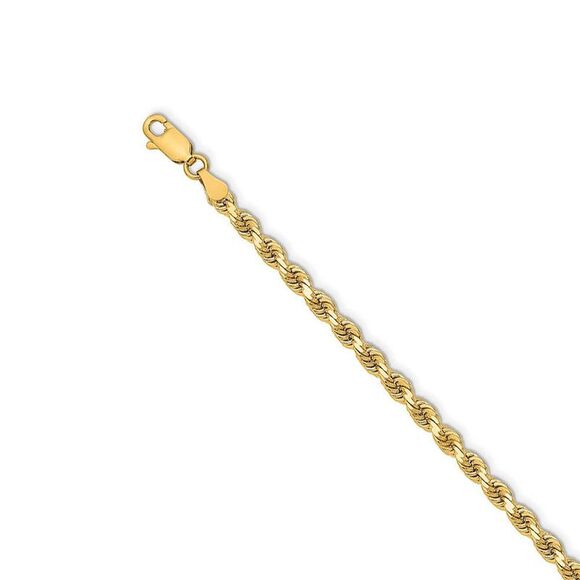 3.25mm 14k Yellow Gold Solid Diamond Cut Rope Chain Bracelet 8 Inch